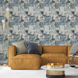 3D Geometric Living Room Wallpaper